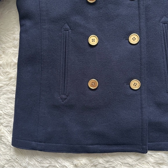 J. Crew Jacket The 2008 Andover Peacoat Italian Wool Gold Buttons Navy 6 - Picture 7 of 13